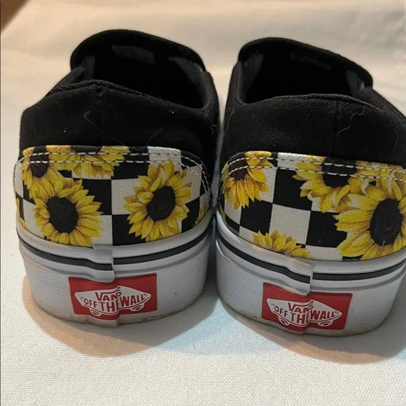 Vans Women’s Slip-On Sunflower Checkerboard - Black & Yellow - Picture 5 of 7